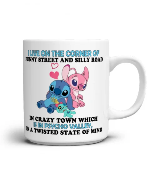 I LIVE ON THE CORNER OF FUNNY STREET STITCH MUG 1012