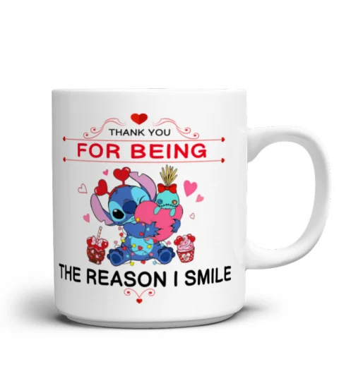 THANK YOU FOR BEING THE REASON I SMILE STITCH MUG 1022